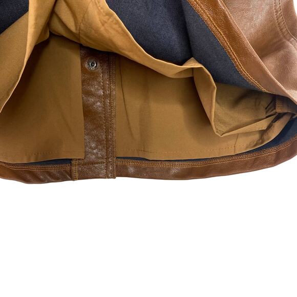 Olivaceous Brown Faux Leather Lined Button Front Tie Waist Mini Skirt Small  NEW - Picture 6 of 8